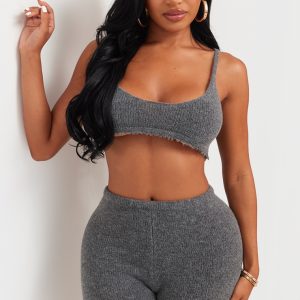 Shape Charcoal Knit Extreme Crop Bralet