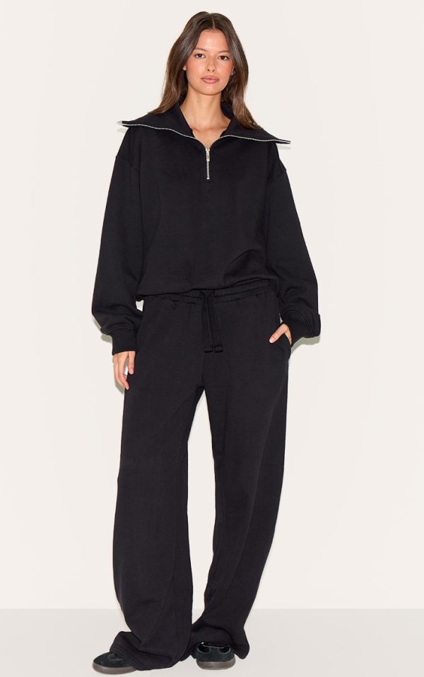 e448e36ae1ccc6abbcd662ee676f23cdaf6aa305_CNM6489_3_black_premium_loopback_quarter_zip_foldover_sweatshirt