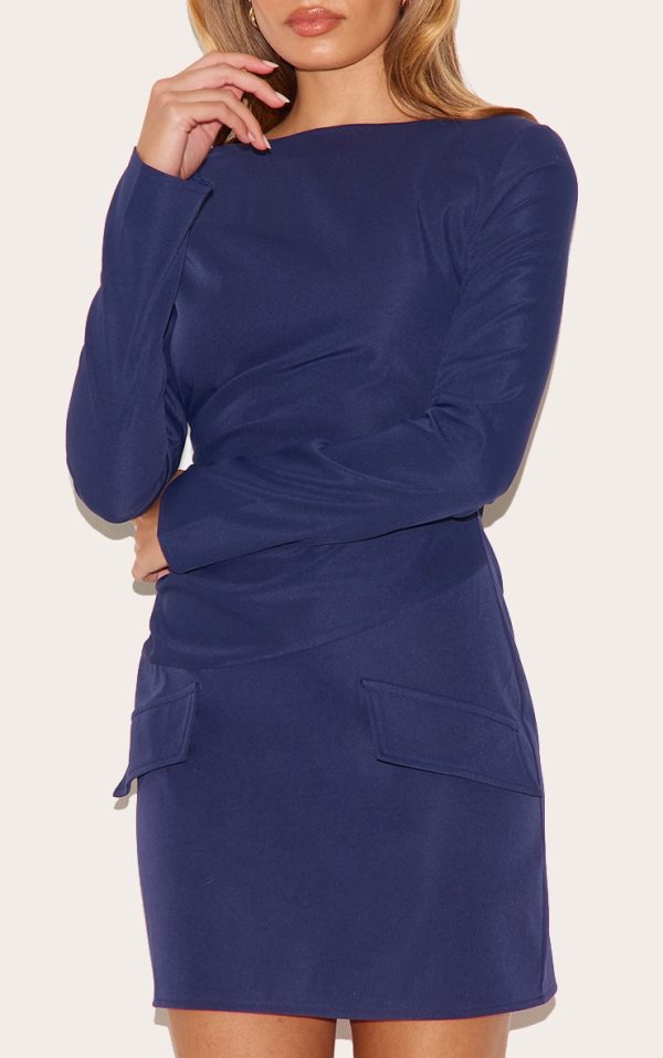 e45c3407f42eb479400cd98aba6c40f94a425f33_CNL7530_4_navy_tailored_woven_ruched_detail_long_sleeve_bodycon_dress-1