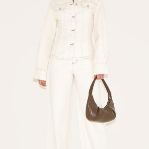 Tall Ecru High Waist Wide Leg Jeans