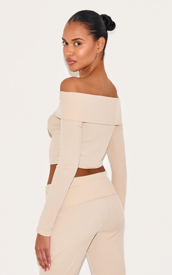 e52ce1b4cb1f7c0518136b3a4b1052bd91f38739_CNL2587_2_beige_rib_bardot_foldover_flute_sleeve_longline_top-1