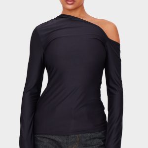 Black Slinky Asymmetric Longline Top