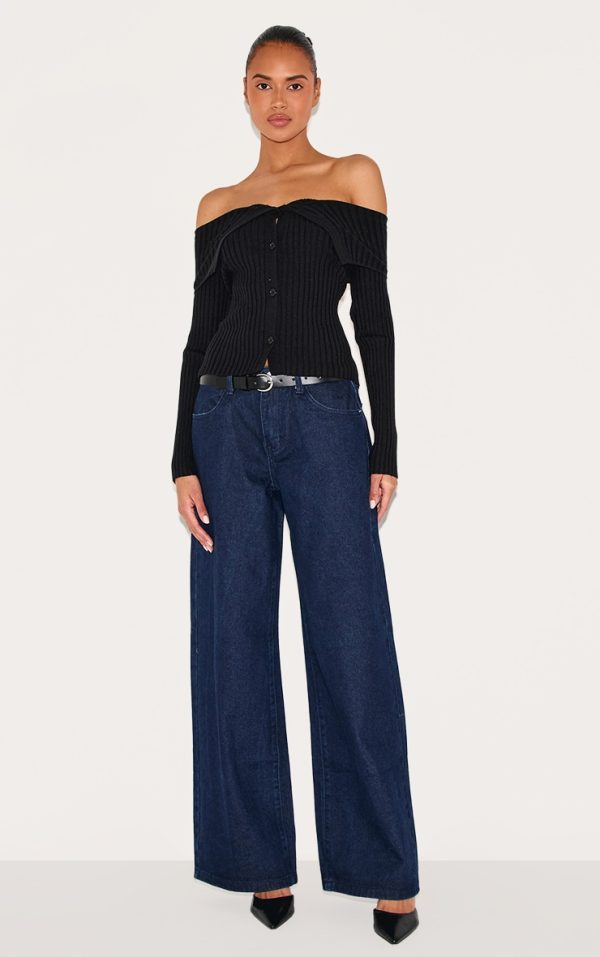e558260a7ec39102c840f3d3a2496f2a9846a5d0_CNL6064_3_black_rib_knit_fold_over_button_up_top