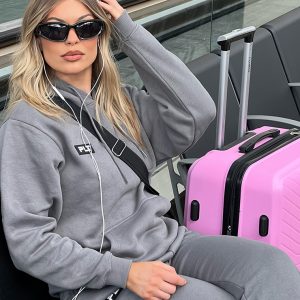 PRETTYLITTLETHING Charcoal Grey Logo Badge Detail Oversized Hoodie