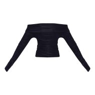 e599b46044660594cd2248be330ac7ec070832a4_CNM5811_5_black_double_layer_slinky_ruched_detail_bardot_long_sleeve_top