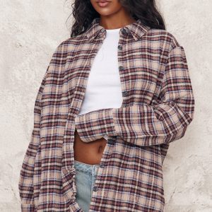 Brown Oversized Flannel Shirt