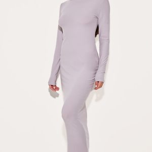 Light Grey Soft Touch Long Sleeve Maxi Dress