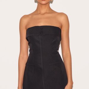 Black Woven Belt Detail Shift Dress