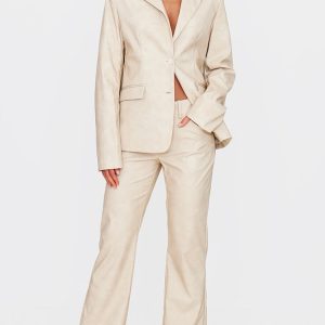 Tall Stone Faux Leather Flared Trousers
