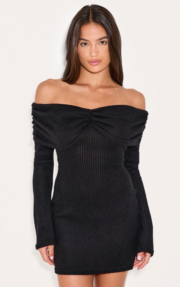 e6af80d9f744ada71effed132058b0a004f19729_CNM0599_1_black_brushed_rib_bardot_long_sleeve_bodycon_dress