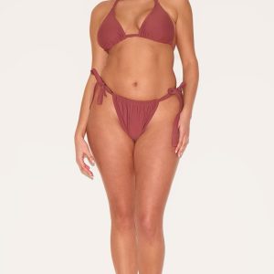 Plus Rust Basic Tanga Tie Side Bikini Bottom