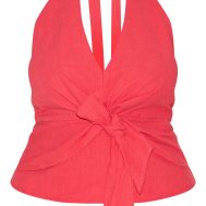e70e4a03ef1e31a94e35bb1ff5fba0560cc37f2a_CNM6579_5_plus_red_linen_twist_front_halter_neck_top