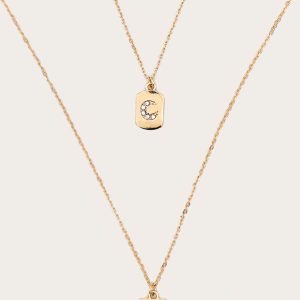 Gold Gifting Diamante Sun And Moon Duo Necklace