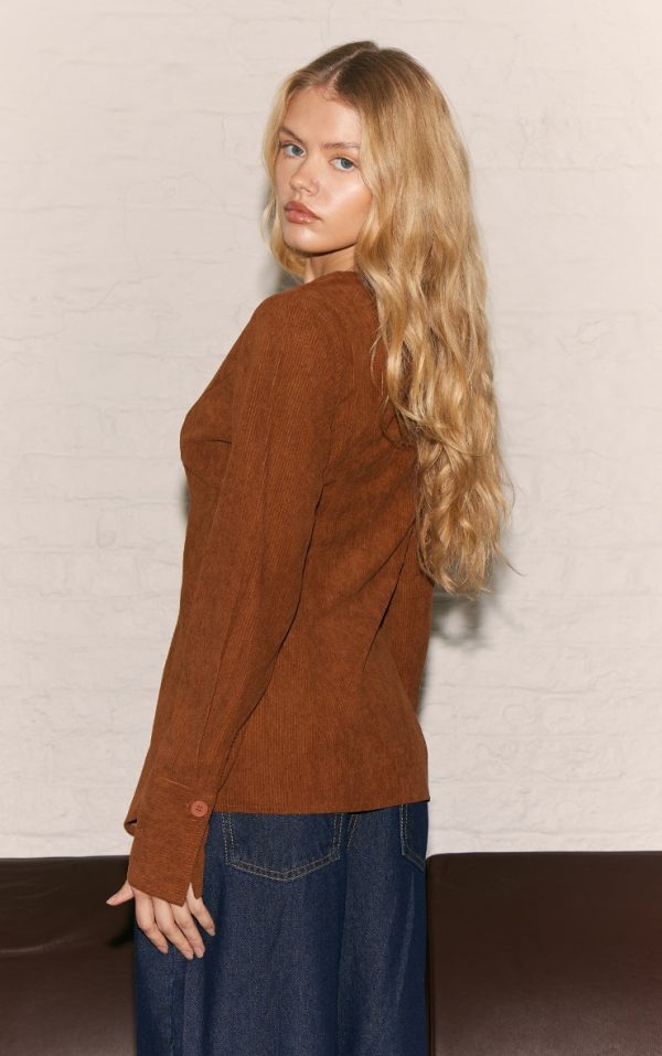 e73a435105736cefff320993282f90b80876d43b_CNL6341_2_tan_corduroy_plunge_fitted_blouse