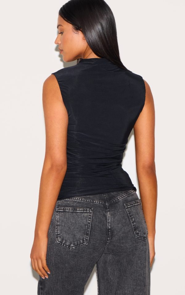 e7790bee7f408c9027c37a680249c199afd30880_CNM2681_2_tall_black_double_layer_slinky_ruched_long_top