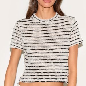 Black Textured Striped Top
