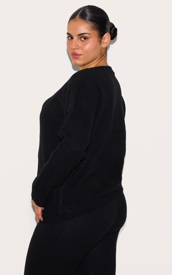 e876b87390d2f7976140043a63accd52b90b3ffc_CNJ1991_2_plus_black_melange_soft_knit_basic_button_up_cardigan