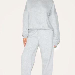 Ash Grey Oversized Sweatshirt Tracksuit Set