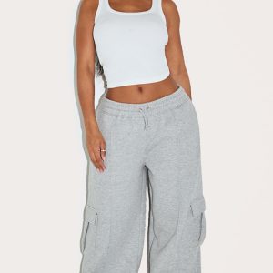 Shape Grey Marl Highwaisted Pintuck Cuffed Joggers