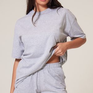 Ash Grey Cotton Oversized Boxy T-shirt