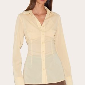 Butter Cream Chiffon Fitted Shirt