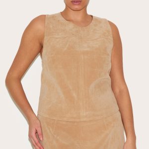 Plus Stone Faux Suede Shift Top