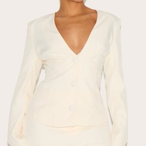 Shape Vanilla Plunge Front Cinched Waist Blazer