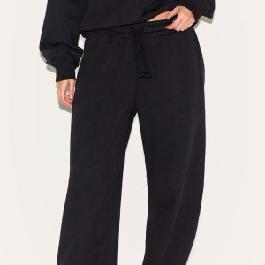 Black Premium Loopback Wide Leg Joggers