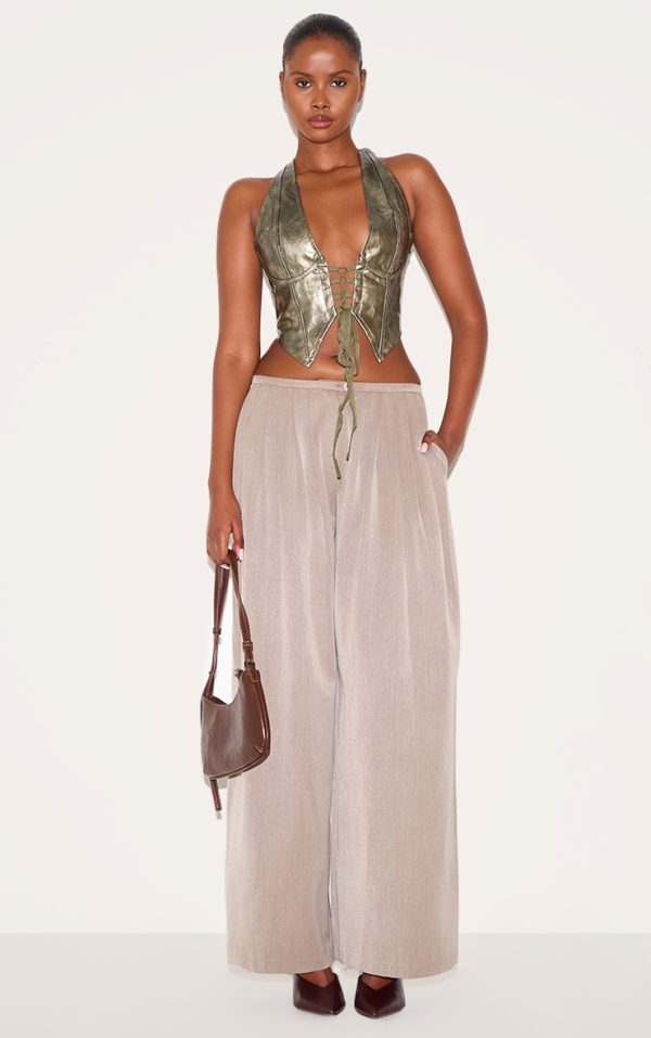 ebf4a97f2d29c84b01cc8735fe1ac480fdd29712_CNB1617_3_dark_green_washed_faux_leather_lace_up_plunge_halterneck_top