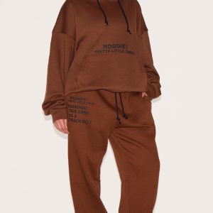 PRETTYLITTLETHING Plus Chocolate Slogan Print Joggers