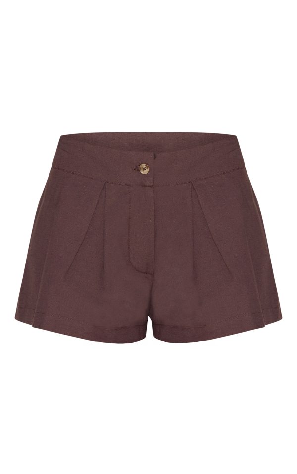ed3b41d3a109fde19dc3c074b0fba39c73978d97_CNM3196_6_chocolate_pleated_mini_shorts