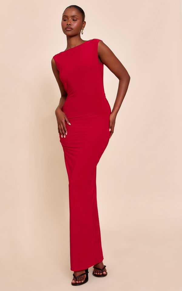 ee5dd87d2a4df0fbb5a53ccba214287c55f260e2_CNN3471_2_red_double_layer_slinky_low_back_trim_detail_maxi_dress