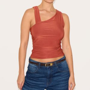 Paprika Asymmetric Strap Detail Vest Top
