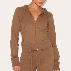 Petite Mushroom Zip Up Fitted Track Top