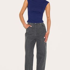 Tall Washed Grey High Waist Boyfriend Jeans