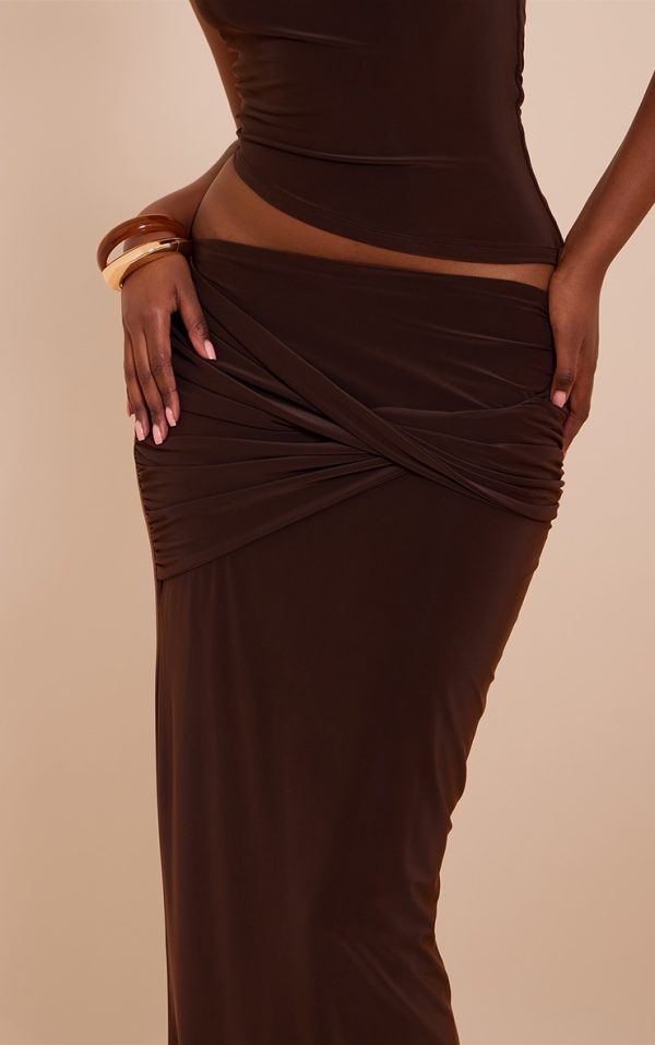 eee116e985ccc9bc9c0995e03b29b9747fc43993_CNM9238_4_chocolate_double_layered_slinky_twist_drape_maxi_skirt