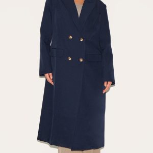 Plus Navy Maxi Length Duster Coat
