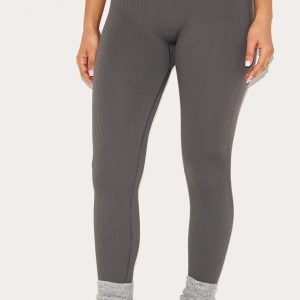 Petite Charcoal Contour Rib Seamless Leggings