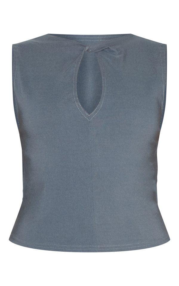 effe6f470e925aea09f6519c29fb0bfcb06040ab_CNM3080_5_shape_charcoal_stretch_woven_twist_neck_keyhole_top-1