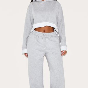 Shape Grey High Waisted Turn Up Hem Joggers