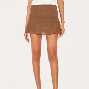 Chocolate Frill Hem Mini Skirt