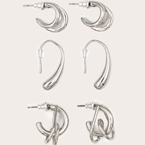 Silver Abstract Multi-pack Stud Earrings