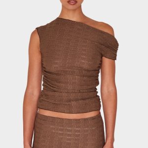 Chocolate Textured Asymmetric Top