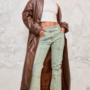 Cappuccino Coated Puffed Maxi Trench Coat