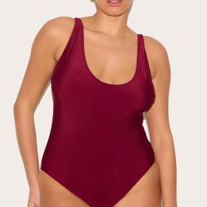 Plus Berry Basic Scoop Swimsuit