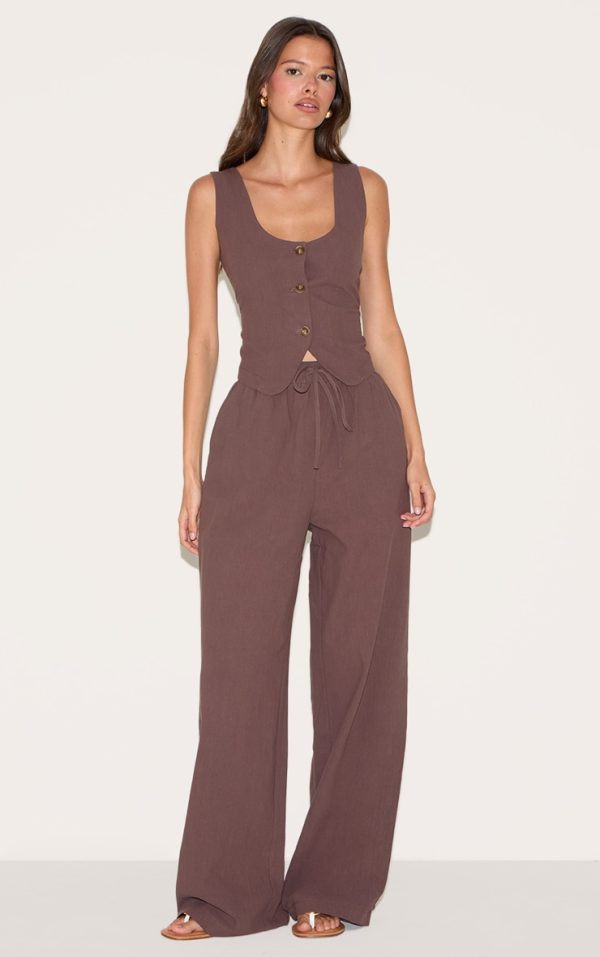 f54ada4f32c1341b0edac11021a6d652a74d88a1_CNM1794_1_dark_brown_tailored_draw_string_wide_leg_trouser