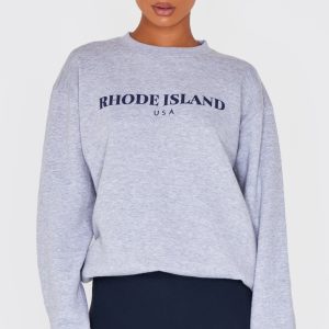 Grey Marl Rhode Island Print Sweatshirt