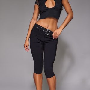 Black Keyhole Cut Out Crop Top