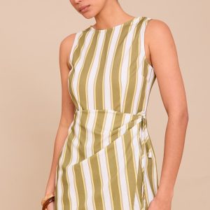 Sage Stripe Wrap Front Playsuit