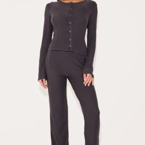 Charcoal Soft Touch Straight Leg Trousers